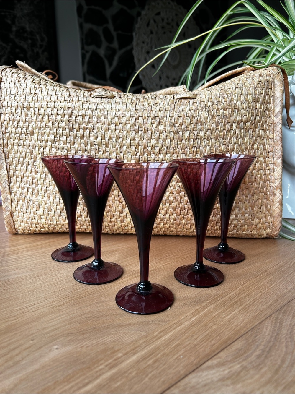 VINTAGE CAMBRIDGE AMETHYST Purple SHERRY GLASSES 2 oz. Set of 5